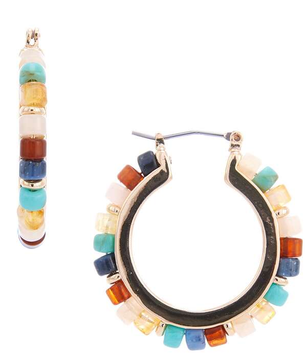 ディラーズ レディース アクセサリー ピアス・イヤリング Dillard's Multi Color Seed Bead Resort Metal Hoop Earrings Gold/Multi ゴールド|ReVida 店