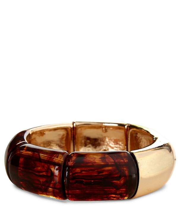 ディラーズ レディース アクセサリー ブレスレット・バングル・アンクレット Dillard's Tortoise Resin & Polished Squaresort Metal Stretch Bracelet Gold/Tortoise ゴールド|ReVida 店