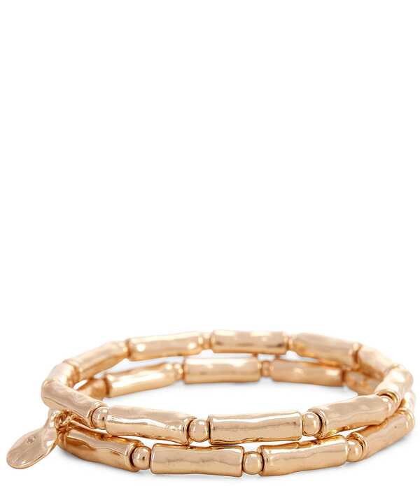 ディラーズ レディース アクセサリー ブレスレット・バングル・アンクレット Dillard's Wobbly Metal Tubead Stretch Bracelet Set Gold ゴールド|ReVida 店