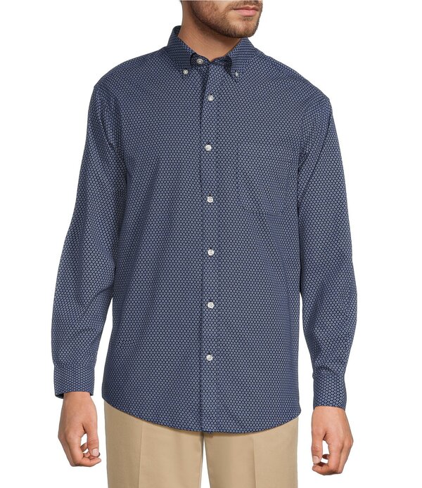 ラウンドトゥリーアンドヨーク メンズ トップス シャツ プリントール Gold Label Roundtree & Yorke Big & Tall Non-Iron Flower Print Poplin Sport Shirt Deep Blue ブルー｜ReVida 店 23,850円