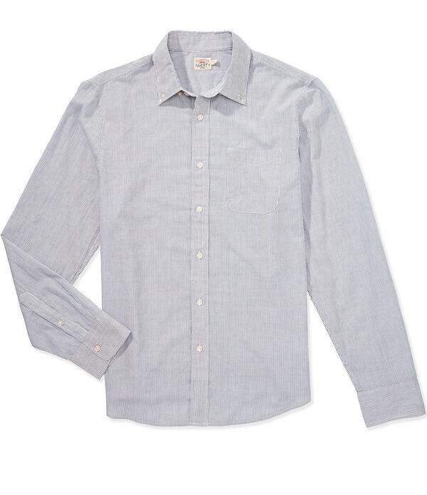ファレティ メンズ トップス シャツ コットン Faherty Weightless Cotton Stripe Long Sleeve Woven Shirt Ivory Lake Stripe アイボリー|ReVida 店