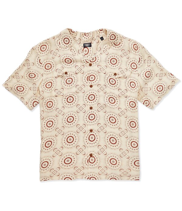 ファレティ メンズ トップス シャツ Faherty Bali Camp Short Sleeve Woven Shirt Cream Sunburst Bloom クリーム｜ReVida 店