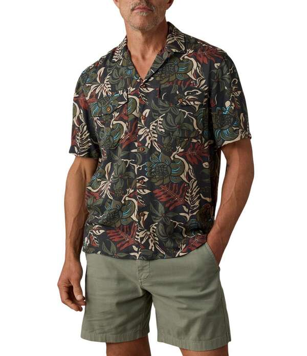 ファレティ メンズ トップス シャツ Faherty Bali Camp Short Sleeve Woven Shirt Rainforest Nights｜ReVida 店