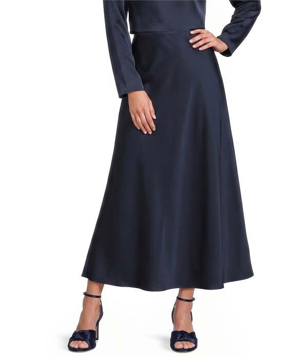 アントニオ メラーニ レディース ボトムスカート A ライン サテン マキシ Antonio Melani Bella-Line Coordinating Satin Maxi Skirt Navy ネイビー｜ReVida 店