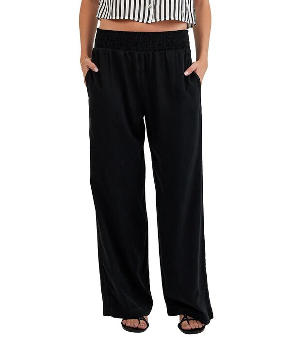 ベラダール レディース ボトムス カジュアルパンツ ワイドレッグ シャーリング Bella Dahl Smocked Waist Wide Leg Pants Vintage Black ブラック｜ReVida 店