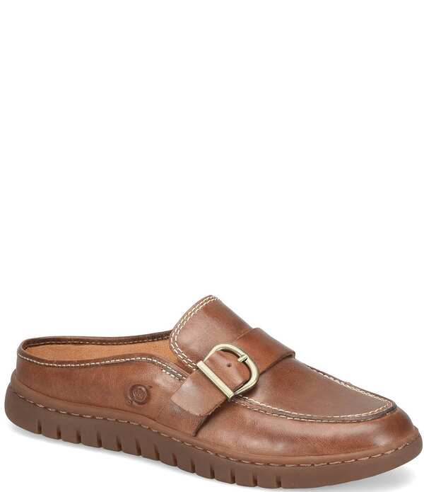 ボーン レディース シューズ パンプス レザー ローファー Born Alora Leather Buckle Strap Loafer Mules Milk Chocolate チョコレート｜ReVida 店