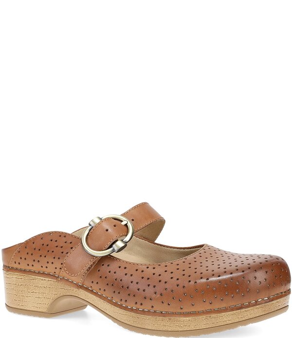 ダンスコ レディース シューズ サンダル レザー Dansko Blaire Perforated Leather Mary Jane Clogs Tan タン｜ReVida 店