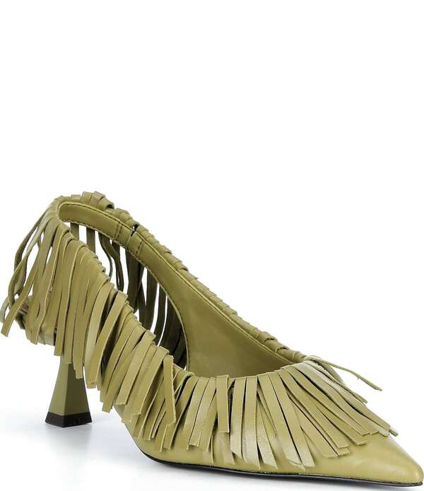 ジャンビニ レディース シューズ ヒール レザー フリンジ Gianni Bini Warrick Leather Fringe Slingback Pumps Bossy Moss｜ReVida 店 27,860円