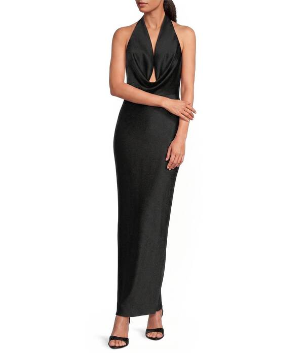 ジャンビニ レディース トップス ワンピース サテン ホルター Gianni Bini Tashalter Cowl Neck Satin Slip Dress BLACK ブラック|ReVida 店