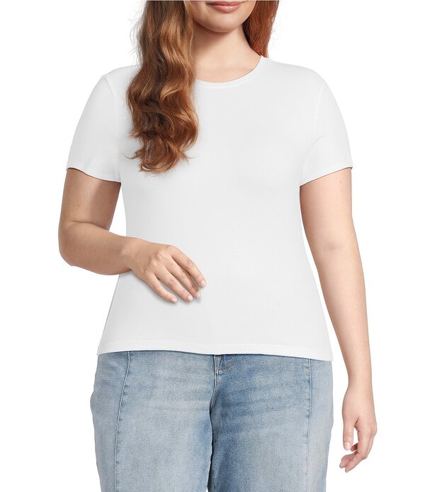 グッドアメリカン レディース トップス Tシャツ クルーネック プラスサイズ Good American Plusize Super Stretch Crew Neck Short Sleeve Baby Tee White ホワイト|ReVida 店