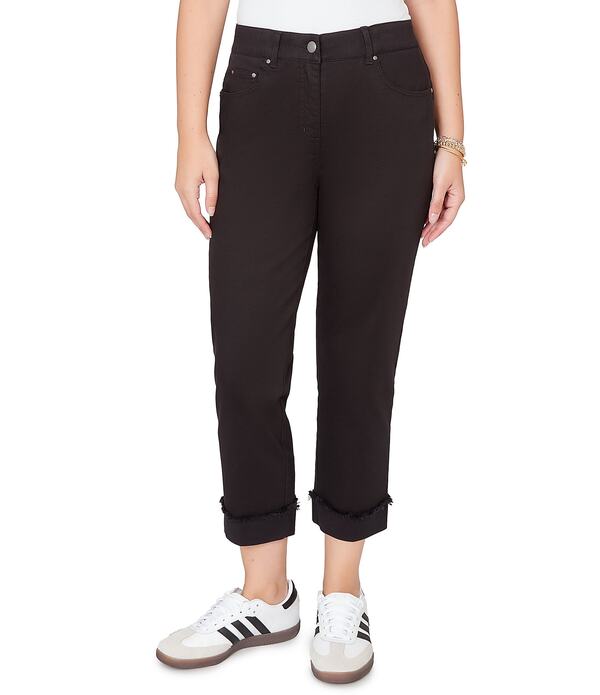 ルビーアールディー レディース ボトムス カジュアルパンツ Ruby Rd. Soft Stretch Twill Cuffed Hem Girlfriend Pants Black ブラック｜ReVida 店
