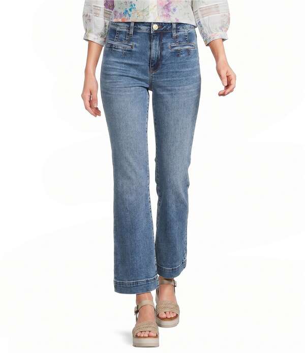 カットフロムザクロス レディース ボトムス デニムパンツ ワイドレッグ アンクル ジーンズ KUT from the Kloth Kelsey Woven Denim High-Rise Wide Leg Ankle Jeanspirited デニム｜ReVida 店 27,936円