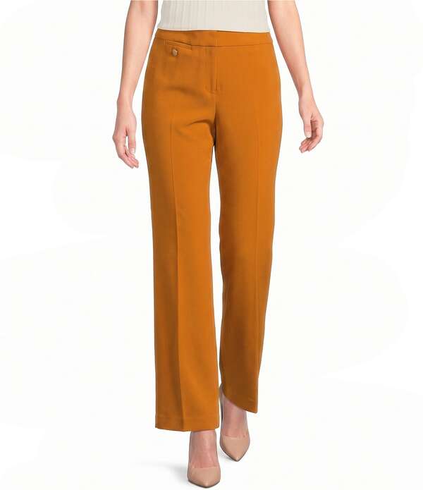 カール ラガーフェルド レディース ボトムス カジュアルパンツ ワイドレッグ KARLAGERFELD PARIS Woven Polish Suiting Flat Front Wide Leg Coordinating Pantsienna|ReVida 店