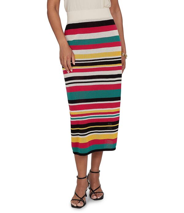ルビーアールディー レディース ボトムスカート メッシュ ミディ Ruby Rd. Bold Striped Mesh Stitch Pull-On Midi Coordinating Skirt Azalea Multi マルチカラー|ReVida 店