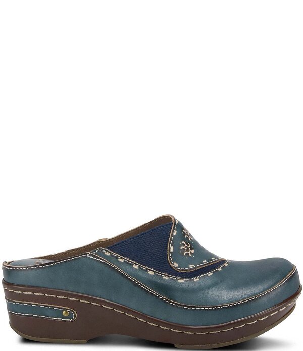 ラリティステ レディース シューズ サンダル レザー L'ARTISTE Chino-b Leather Mule Clogs Blue ブルー|ReVida 店