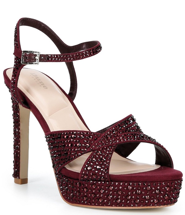 デューンロンドン レディース シューズ サンダル プラットフォーム Dune London Mayve Rhinestonembellished Platform Dressandals Burgundy バーガンディ|ReVida 店