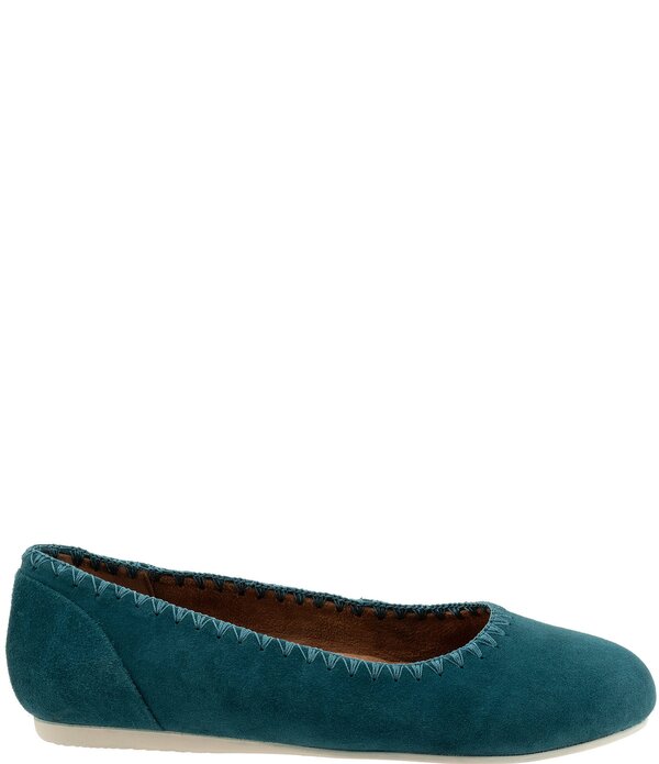 ソフトウォーク レディース シューズ パンプスエード SoftWalk Sonoma Embroidery Suede Ballet Flats Teal ティール｜ReVida 店