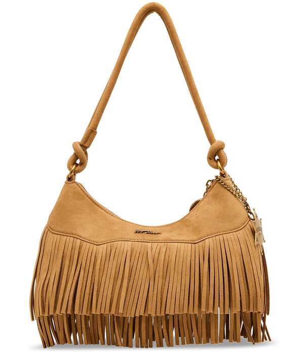 ベッツィジョンソン レディース バッグ フリンジ Betsey Johnson Fringe Benefitstudded Shoulder Bag Tan タン｜ReVida 店