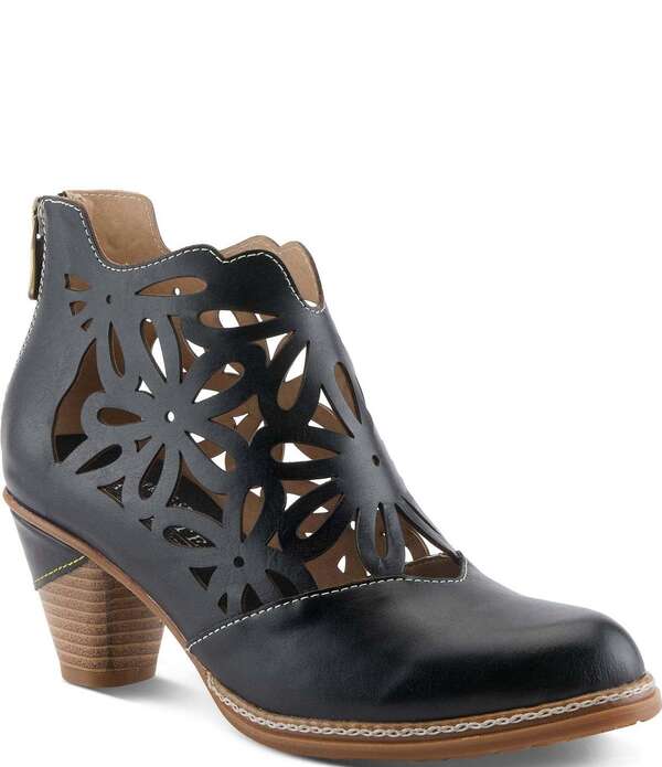 ラリティステ レディース シューズ ブーツ・レインブーツ カットアウト フラワー柄 レザー フラワー L'Artiste Feelinfree Floralaser Cut Out Leather Shooties Black ブラック|ReVida 店