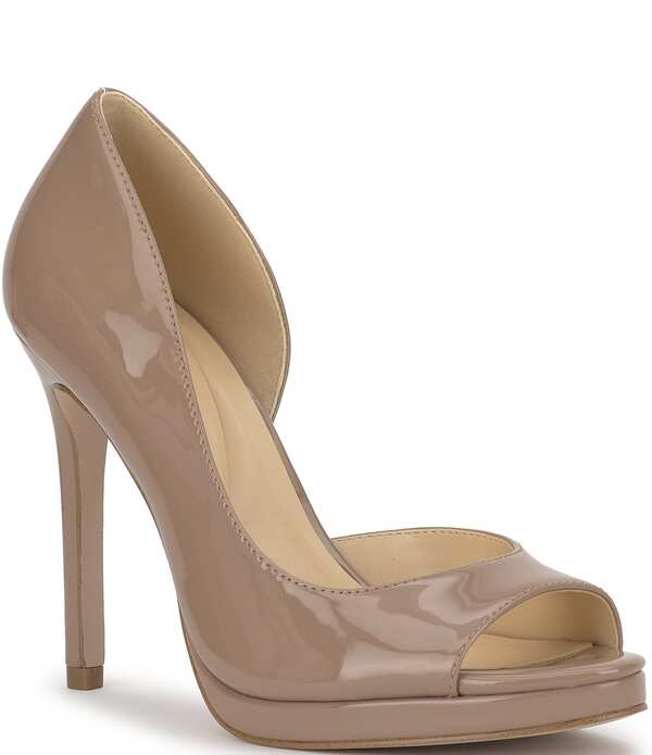 ジェシカシンプソン レディース シューズ ヒール Jessica Simpson Kimli Patent d'Orsay Peep Toe Pumps Chai Latte｜ReVida 店