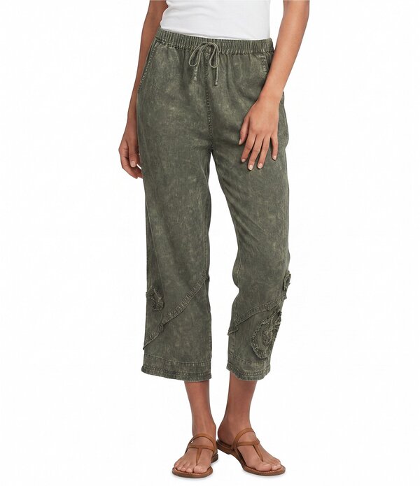 アリ マイルス レディース ボトムス カジュアルパンツ Ali Miles Coordinating Applique Drawstring Straight Pull-On Pants Olive オリーブ｜ReVida 店