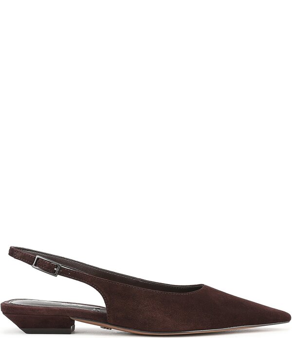 サムエデルマン レディース シューズ パンプスエード ヒール Sam Edelmanetty Suede Pointed Toe Kitten Heel Slingback Flats Cafe Noir｜ReVida 店