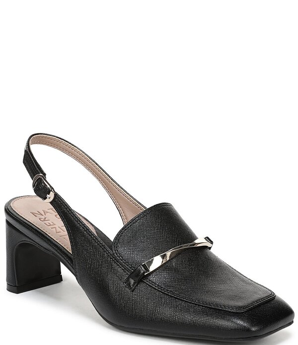 ナチュライザー レディース シューズ パンプス レザー ローファー Naturalizer Cypress Embossed Leather Decorative Hardware Slingback Loafer Pumps Black ブラック｜ReVida 店