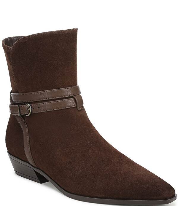 ナチュライザー レディース シューズ ブーツ・レインブーツ スエード アンクル Naturalizer Boden Suede Double Strap Snip Toe Ankle Booties Chocolate Bar チョコレート|ReVida 店
