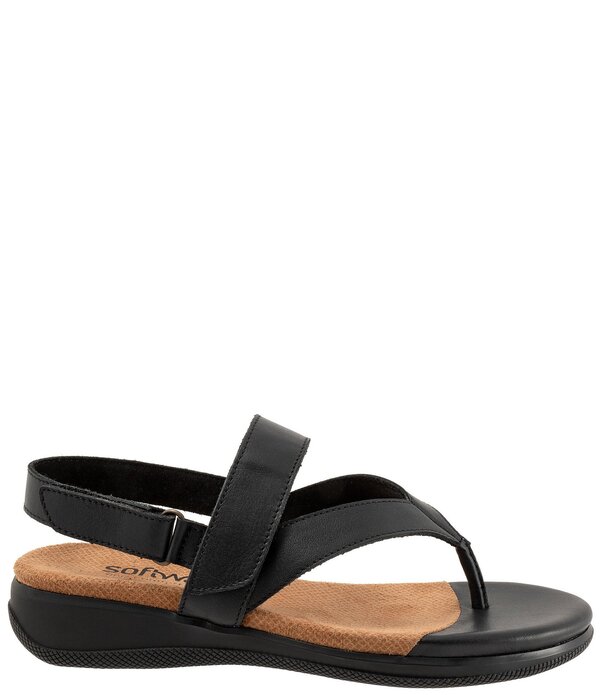 ソフトウォーク レディース シューズ サンダル レザー SoftWalk Tracy 2.0 Leather Adjustable Slingback Thong Sandals Black ブラック｜ReVida 店