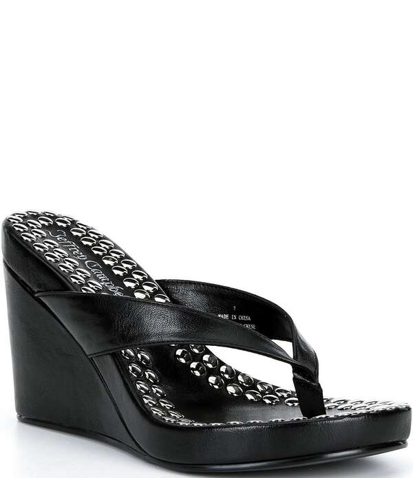 ジェフリー キャンベル レディース シューズ サンダル プラットフォーム Jeffrey Campbelliezel-STudded Platform Wedge Thong Sandals Black Silver ブラック｜ReVida 店