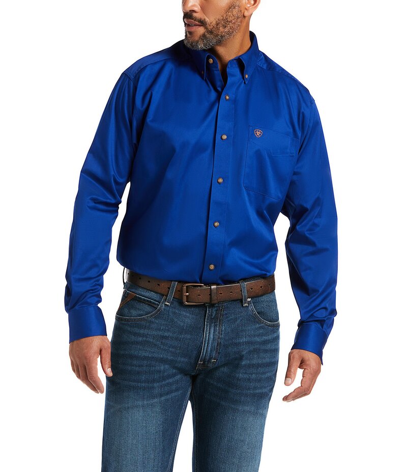 アリアト メンズ トップス シャツ 長袖 Ariat Solid Twill Long-Sleeve Woven Shirt Bright Blue ブルー