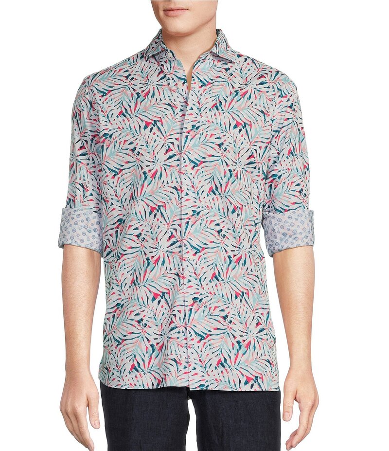 ダニエル クレミュ メンズ トップス シャツ Cremieux Blue Label Key West Collection Long Sleeve Palm Two-Sided Cuff Woven Shirt Multi Color マルチカラー｜ReVida 店
