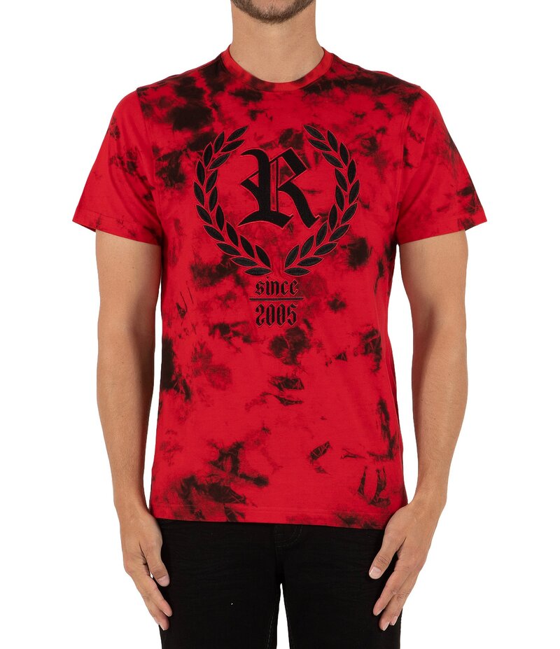 ロックリバイバル メンズ トップス シャツ Tシャツ 刺繍 Rock Revival Tie-Dye Wreath-Embroidered Short Sleeve T-Shirt Red レッド
