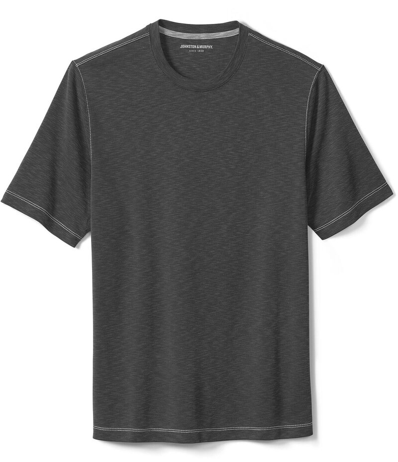 ジョンストンアンドマーフィー メンズ トップス シャツ ヴィンテージ クルーネック Tシャツ 半袖 Johnston & Murphy Vintage Slub Short-Sleeve Crewneck T-Shirt Charcoal チャコール