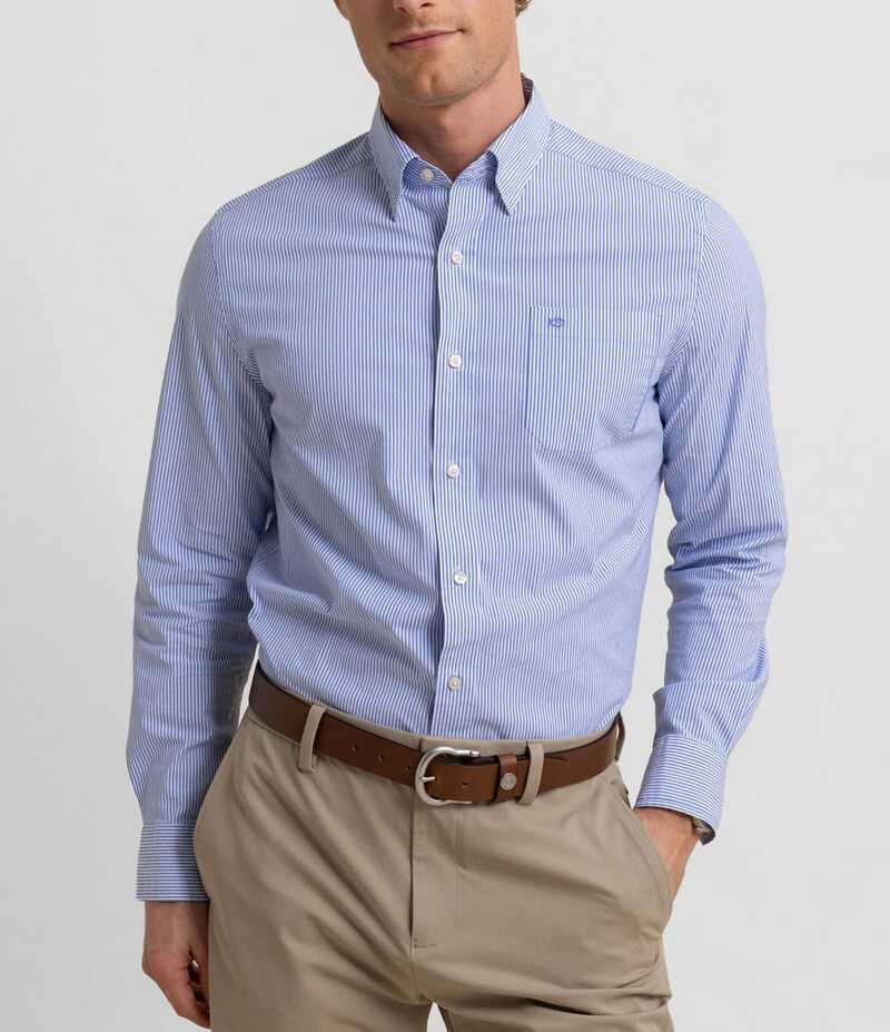 サウザーンタイド メンズ トップス シャツ Southern Tide Charleston Granby Stripe Long Sleeve Woven Shirt Cobalt Blue ブルー|ReVida 店