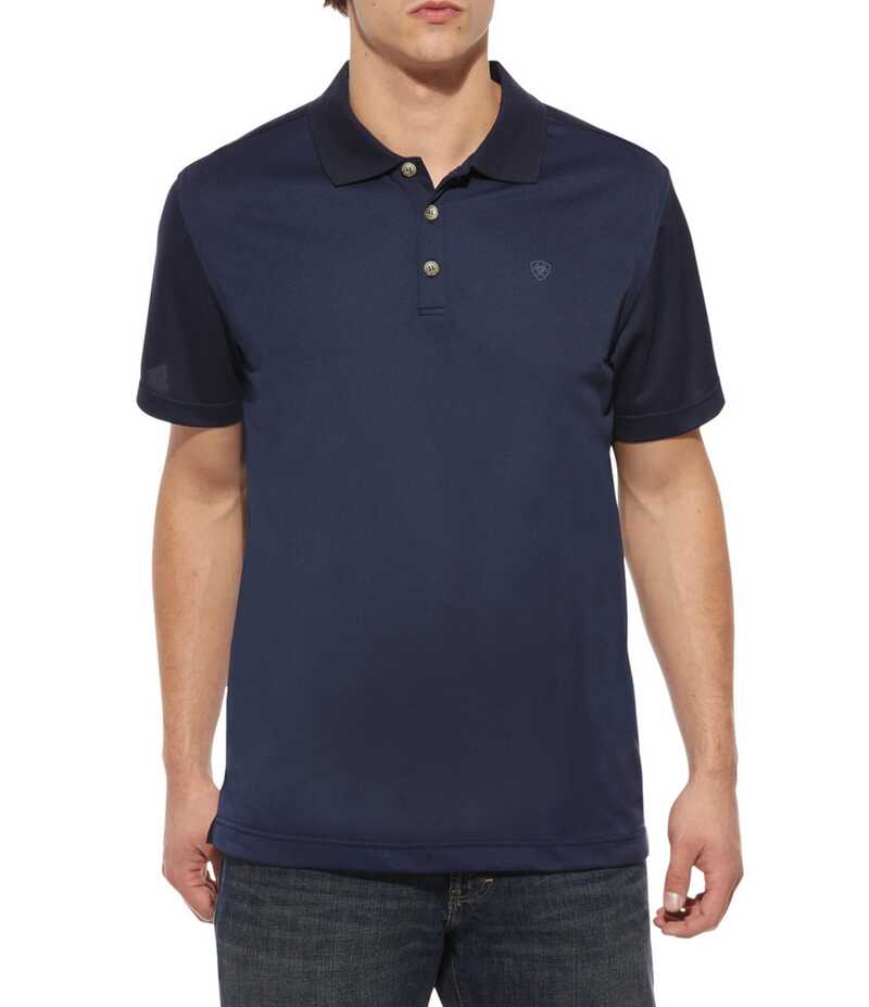 アリアト メンズ トップス シャツ リブニット ポロシャツ ニット Ariat Short Sleeve Rib Knit TEK Polo Shirt Navy ネイビー