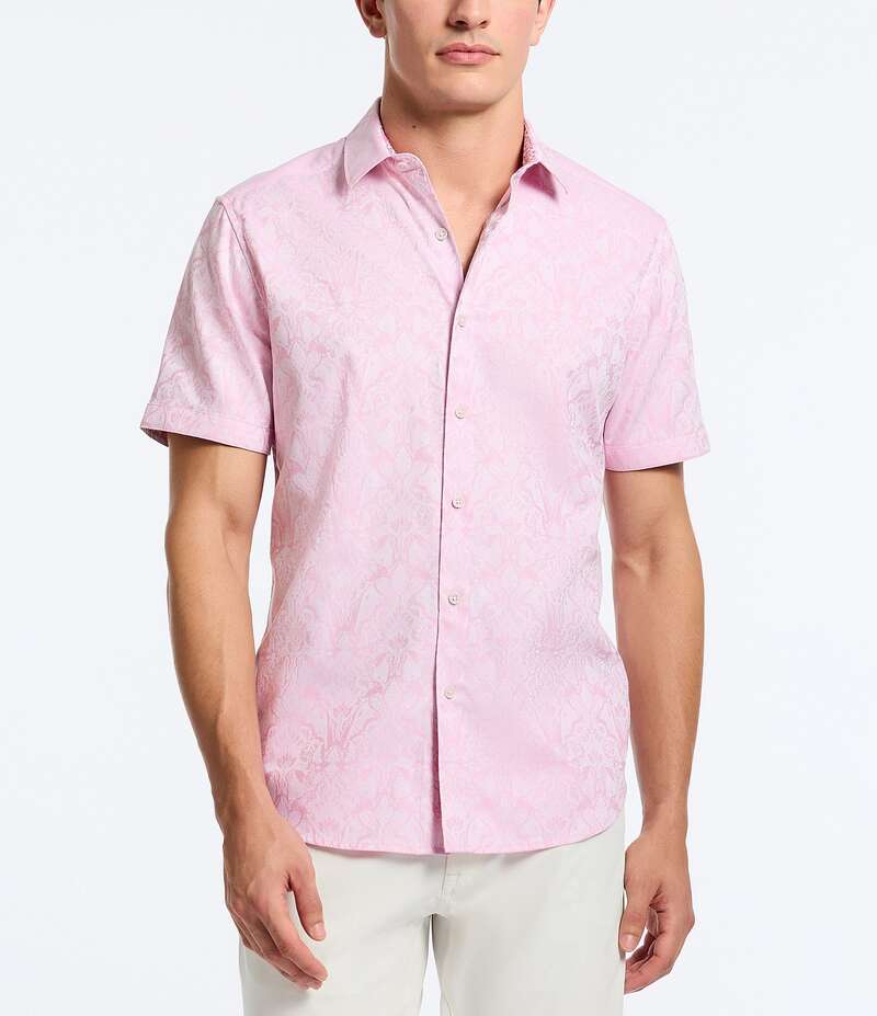 ロバートグラハム メンズ トップス シャツ Robert Graham Highland Stretch Short Sleeve Woven Shirt Pink ピンク