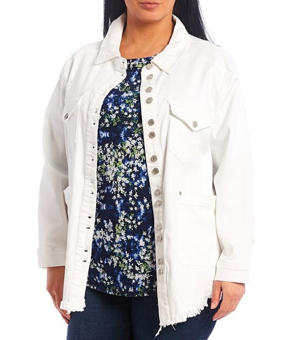 気質アップ 楽天市場 ウエストバウンド レディース ジャケット ブルゾン アウター Plus Size Distressed Denim Jacket White Revida 楽天市場店 注目の Advance Com Ec