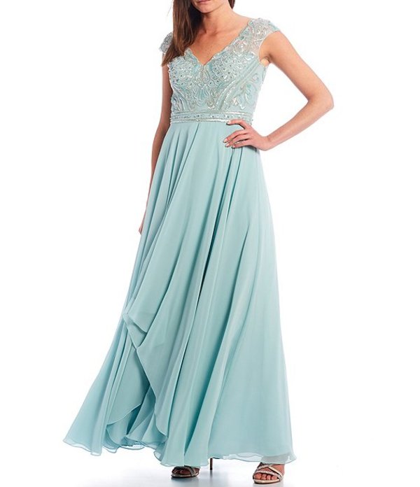 店 ワンピース ワンピース トップス 送料無料 Sage Revida Ball Gown Bodice サイズ交換無料 ワンピース Chiffon Beaded レディース ワンピース Aqua Double Chiffon エスケープ Sage エスケープ トップス Aqua レディース V Neckline