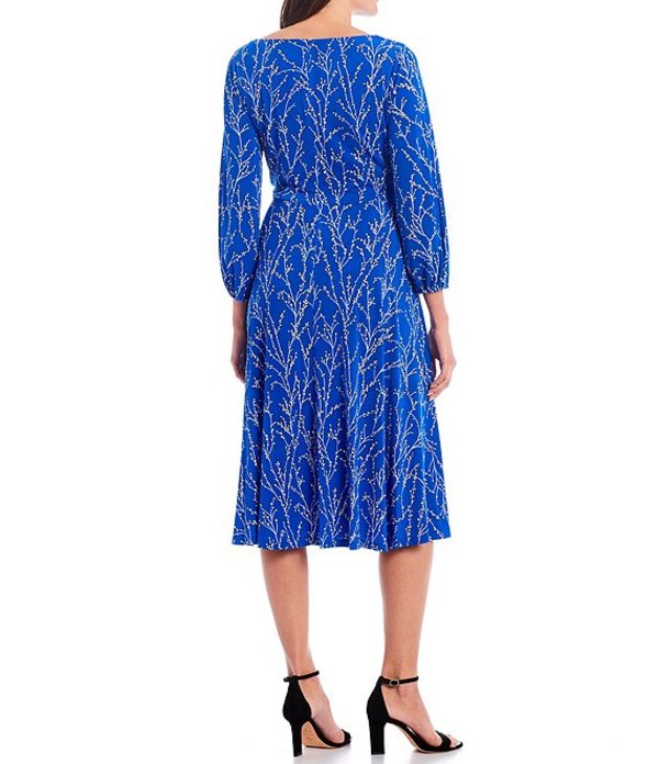 代引不可 ジェシカハワード レディース ワンピース トップス 3 4 Balloon Sleeve Twist Front Fit Flare Midi Dress Cobalt 限定価格セール Cvclinic Ru