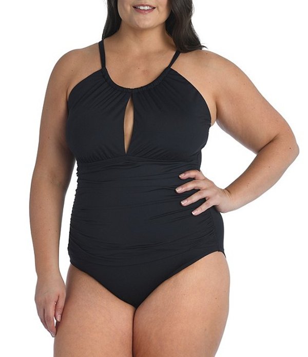 新版 楽天市場 ラブランカ レディース ワンピース トップス Plus Size Island Goddess High Neck Keyhole One Piece Swimsuit Black Revida 楽天市場店 送料込 Pal Economy Com