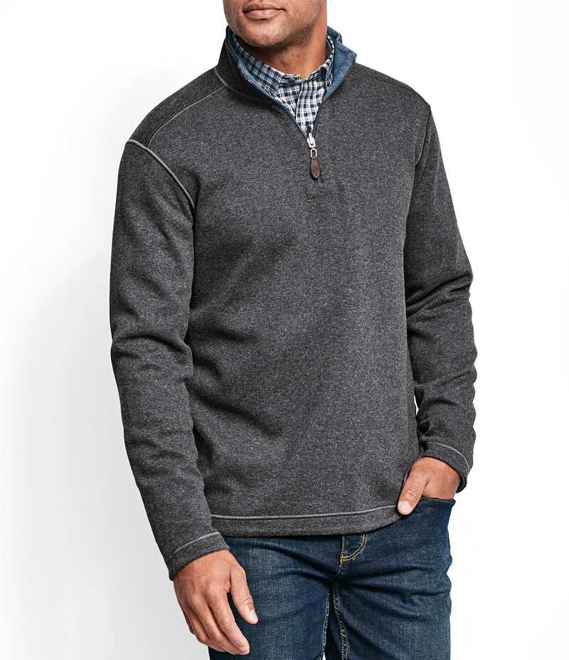 ジョンストンアンドマーフィー メンズ アウター パーカー・スウェット Johnston \u0026 Murphy Reversible Solid Quarter-Zip Pullover Charcoal/Blue 濃灰色