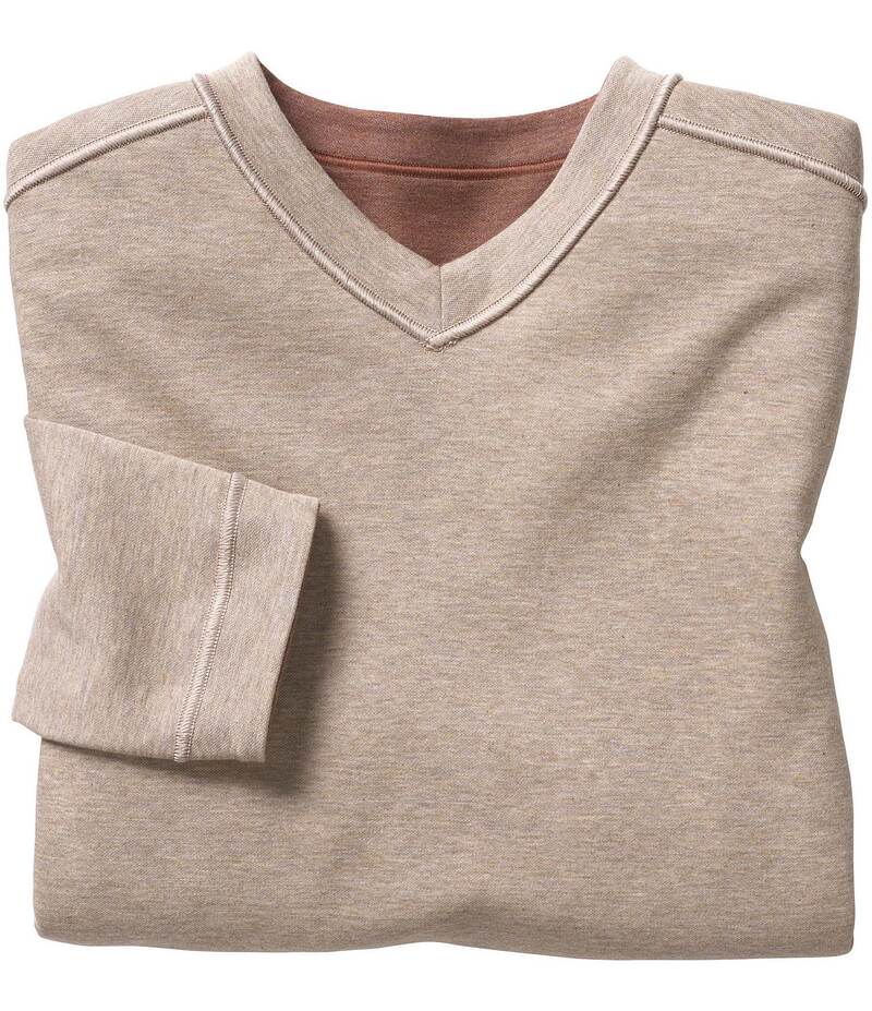 ジョンストンアンドマーフィー メンズ アウター パーカー・スウェット V素っ首 Johnston \u0026 Murphy Reversible Long Sleeve V-Neck Pullover Rust/Oatmeal 挙げ句の果て