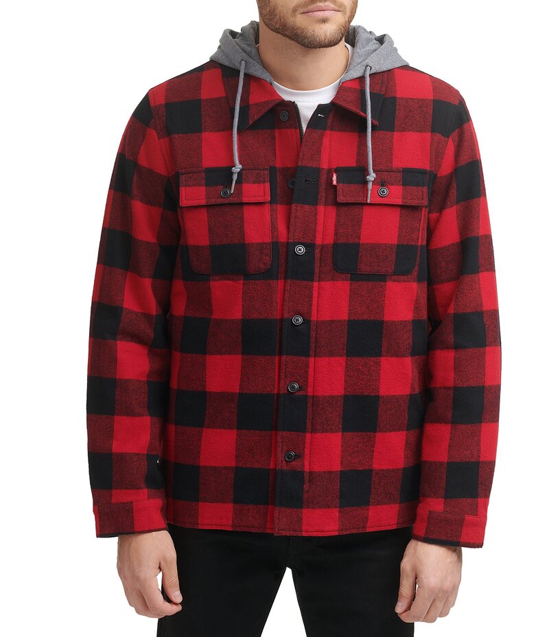 リーバイス メンズ トップス シャツ ジャケット Levi'sR Sherpa Lined Classic Flannel Plaid Shirt Jacket Red/Black ブラック