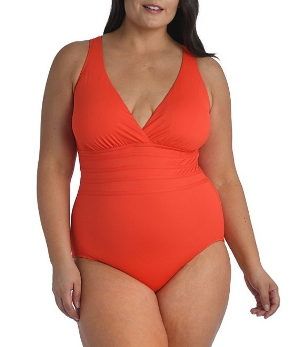 レディースファッション ワンピース 人気を誇る Control Tummy Back Cross Strap Multi Goddess Island Size Plus トップス ワンピース レディース ラブランカ V Neck Paprika Swimsuit Piece One Beachsidecliniccr Com