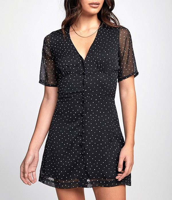 レディースファッション ワンピース 30 Off ワンピース レディース ルーカ トップス Black Dress Fit And Flare Dot Print Short Sleeve Gila Beachsidecliniccr Com