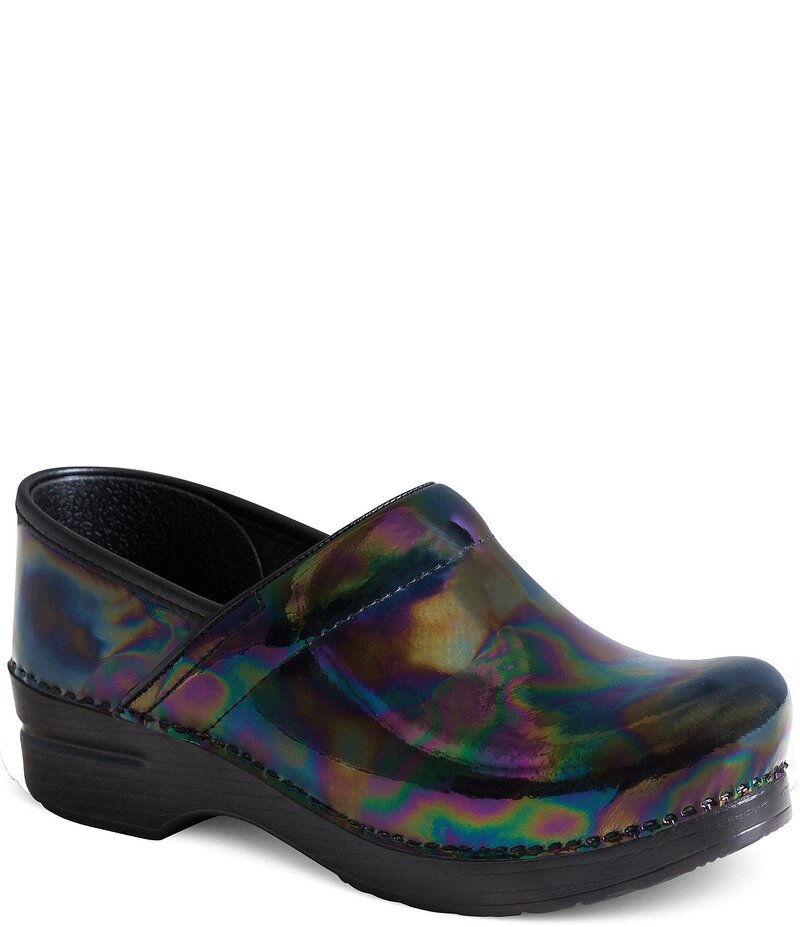 ダンスコ レディース シューズ サンダル レザー Dansko Professional Patent Leather Petrol Clogs Petrol|ReVida 店