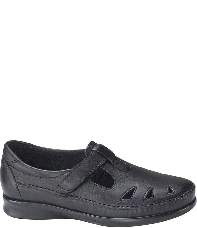 サス レディース シューズ スリッポン・ローファー レザー ローファー SAS Roamer Leather Strap Flat Loafers Black ブラック