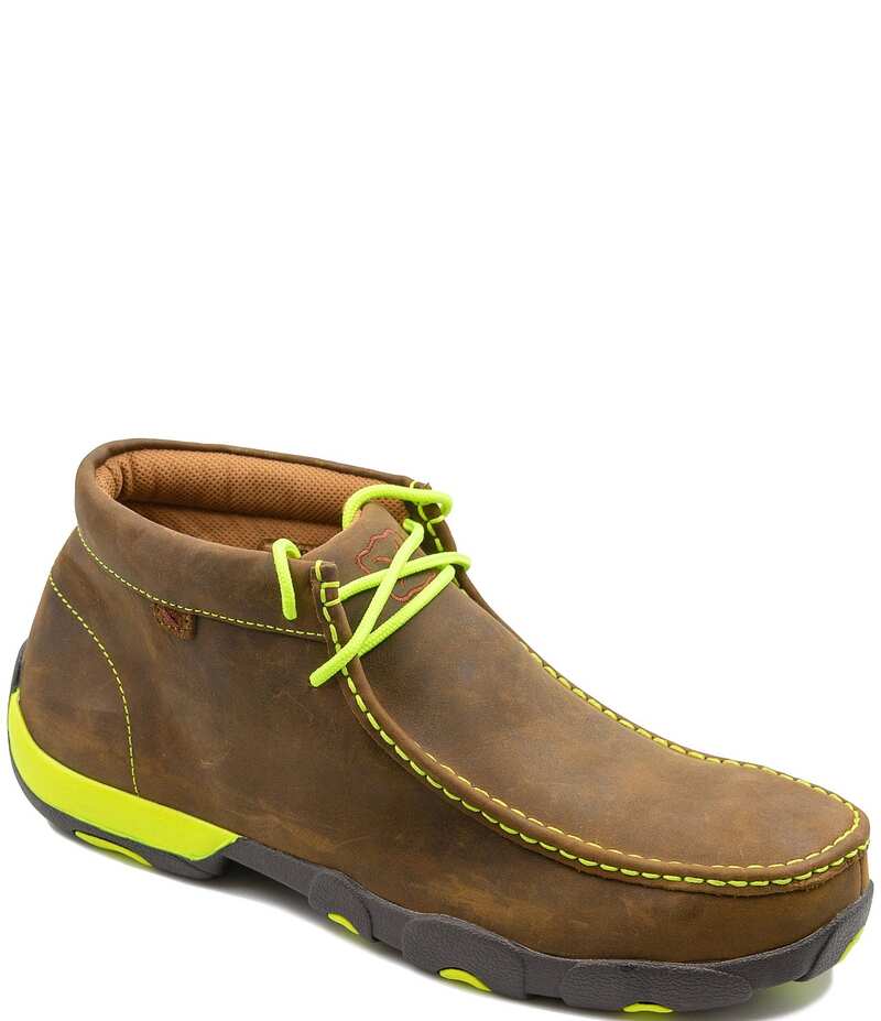 ツイステッドエックス メンズ シューズ ドレスシューズ Tシャツ レザー Twisted X Men's Work Steel Toe Leather Chukka Driving Moccasins Saddle/Yellow イエロー