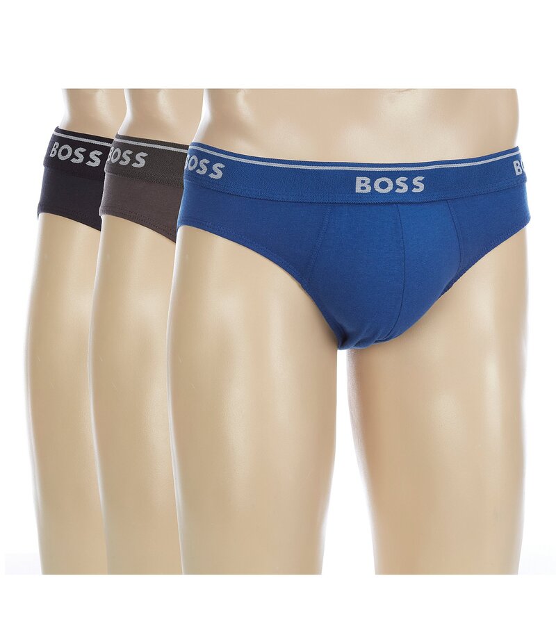 ヒューゴボス メンズ アンダーウェア ブリーフパンツ Hugo Boss Solid Hip Briefs 3-Pack Blue ブルー